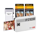 KODAK Mini 2 Retro Cadeau Noel 4PASS Imprimante Photo 4PASS (5,3 x 8,6 cm) + paquet de 68 feuilles, Blanc