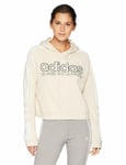 Adidas Originals Womens Cropped Hooded Sweatshirt Hoodie Cotton Cream Dh4201