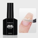 TOMICCA Peel Off Base Coat Semi Permanent, 15ML Base Coat Gel UV, Soak-Off UV/LED Base Vernis Gel UV Cadeau pour Studio de Manucure DIY Home