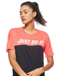 Nike W NK Tailwind Top SS SD T-Shirt Femme, Ember Glow/Black/White, FR : M (Taille Fabricant : M)