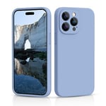 CALOOP Slim-Fit for iPhone 14 Pro Case,Sturdy Shockproof Hard Frame Cover with Anti-Scratch Microfiber Lining,Skin Soft Liquid Silicone,Full Protection for Screen and Camera Lens (Sierra Blue)