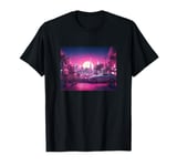 Retro Tokyo Cityscape Neon Night - Vaporwave Car Sunset T-Shirt