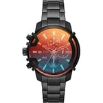 Diesel Montre pour homme Griffed, mouvement chronographe, boîtier en acier inoxydable noir de 42 mm avec bracelet en acier inoxydable, DZ4605