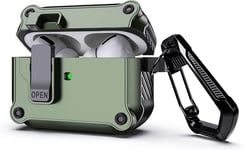 Coque pour Air Pods Pro 2 2022/Air Pods Pro 2019, Fermeture Magnétique Antichoc pour Apple Air Pod Pro Coque avec Porte-clés pour Hommes et Femmes,Vert Militaire