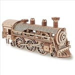 ACROPAQ - Kit Puzzle 3D Bois Horloge Train - Maquette à Construire - Modèles mécaniques pour Adultes - Pas Besoin de Colle - Maquette Bois 3D - Train en Bois - PUZ3D3