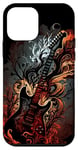 Coque pour iPhone 12 mini Guitare électrique ruban rock design flammes rouges