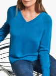 Pure Collection Cashmere Raglan V-Neck Sweater, Blue Jewel