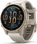 Garmin fenix 8 43 mm AMOLED Sapphire Soft Gold med tåkegrå/sand silikonrem