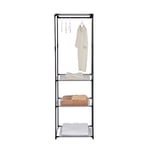 Lot de 2 armoire de rangement penderie ouverte portant à vêtements avec 3 étagères en tissu 50x43,5x160cm