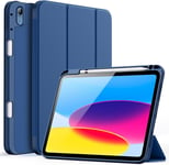 Coque Pour Ipad 10 (10,9 Pouces, Modèle 2022, 10ème Génération) Avec Porte-Stylet, Étui Housse Mince Tablette Avec Dos En Tpu Souple Avec Veille/Réveil Automatique (Marine)[Coq101382]