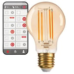 Brennenstuhl Connect WiFi Filament LED Bulb Standard (Vintage WiFi Bulb compatible with Amazon Alexa and Google Assistant, E27, 470lm, 4,9W, warm white 2200K, infinitely dimmable, retro, free app)