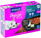 Vitakraft Poésie Délice - Repas en sauce pour chat adulte - Assortiment de poissons labellisé MSC : cabillaud et colin - Recette sans céréales ni sucre ajouté (6 x 85g)