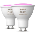 Ampoules led connectées white & color ambiance GU10, compatible bluetooth 9 w, fonctionne avec alexa - pack de 2 amp - Philips Hue