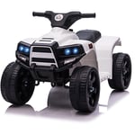 Voiture 4x4 quad buggy électrique enfant 18-36 mois 6 V 3 Km/h max. effet lumineux sonores métal PP blanc noir