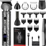 Hatteker Tondeuse Barbe Tondeuse Cheveux Professionnelle pour Homme Avec Lame en T Rasoir Kit de Coupe de Cheveux Chauve 0 mm To35