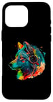 Coque pour iPhone 16 Pro Max Rainbow Colorful Dj Wolf Casque audio musique homme femme enfant