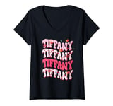 Womens Tiffany First Name I Love Tiffany Personalized Birthday V-Neck T-Shirt