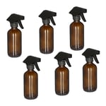 Relaxdays - Spray vide en verre, lot de 6, 230 ml, jet puissant et large brume, pour cheveux ou jardin, marron