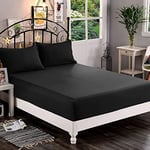 Elegant Comfort Premium Hotel Quality 1-Piece Fitted Sheet, Luxury & Softest 1500 Thread Count Egyptian Quality Bedding Fitted Sheet Deep Pocket up to 16 inch, Wrinkle and Fade Resistant, Queen, Black