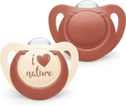 NUK for Nature Baby Dummy | 0-6 Months | Sustainable Rubber Soothers 2 Count