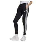 adidas Femme Essentials 3-Stripes Fleece Pants, Black/White, M Tall