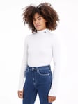 Calvin Klein Rib Mock Neck Top, White