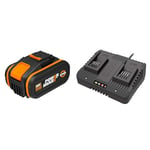 WORX - Batterie Lithium-ION 20 V / 5 Ah - Batterie WORX 20 V Compatible avec Outils de Bricolage & Chargeur Double 20 V Li-ION 2.0 A à 5Ah- WA3772