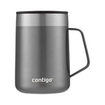 Contigo Streeterville Desk Mug, gobelet à café isotherme avec poignée acier inoxydable,gobelet Coffee to go av. couvercle,maintient café et thé chauds pdt 5 heures max,idéal pr bureau et maison,410 ml