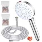 Pommeau de douche avec tuyau 1,8M, YEAUPE PRO Pommeau Douche Anti Calcaire Haute Pression avec 7 types de jet, Pommeau de douche economie deau (Ø 120 mm), Blanc Chromé