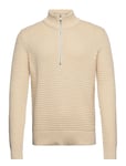 Slhremy Ls Knit All Stu Half Zip W Camp Tops Knitwear Half Zip Jumpers Beige Selected Homme