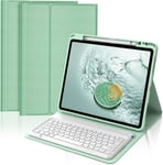 Clavier Ipad Air 13 - Coque Clavier Ipad Air 6 13"" 2024, Azerty Français Amovible Clavier Bluetooth Sans Fil,Étui Et Porte-Crayon Pour Ipad Air 13 M2,Vert Clair