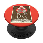 Carte de tarot The Lovers - Squelette Romance Love Kisses PopSockets PopGrip Adhésif