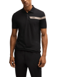 BOSS Cotton Blend Slim Fit Short Sleeve Polo Shirt, Black