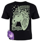 Splat Planet - La Magie de la Licorne, l’éclat créatif dans Le T-Shirt Sombre avec Lampe UV incandescente, pour Les Enfants 7-8 Ans