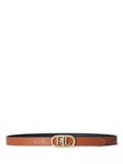 Lauren Ralph Lauren Oval Reversible Leather Belt, Black/Tan