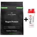 Vegan Protein Powder Cookies & Cream 500G + PhD Shaker DATED FEB/2023