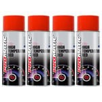 4X Promatic Red High Temperature Spray Paint Aerosol Auto Multi Purpose 400ml