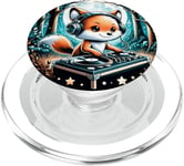 Funny Fox Dj Headphones Graphic for Men Women Kids PopSockets PopGrip for MagSafe