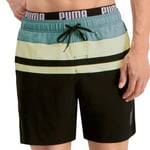 Puma Badbyxor Heritage Stripe Mid Swim Shorts Svart/Grön polyester Medium Herr
