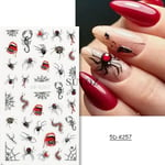 5D Röd Ond Ögonklistermärke Nagelsticker Präglad Halloween Dekoration Blod Spindel Design Centipede Skorpion Manikyr Slider LEB 5D-K257