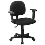 Flash Furniture Fauteuil de Bureau pivotant en Tissu avec accoudoirs réglables, Métal, Noir, 54,61 x 52,07 x 25,4 cm