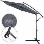 Kingsleeve - Parasol de jardin extérieur en aluminium Parasol déporté inclinable Ø300cm ou Ø330cm avec manivelle Protection uv Anthracite, 350cm (de)