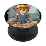 Costume d'ours en peluche de couvreur pour homme et femme PopSockets PopGrip Adhésif