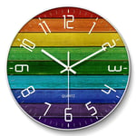 zvcv Horloge silencieuse Non-Ticking de Chambre à Coucher de Salon de Cuisine d'horloge de frontière en métal respectueuse de l'environnement Horloge de Panneau en Bois Massif (Couleur: B)