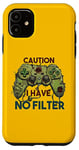 Coque pour iPhone 11 Drôle sarcastique Gamer Humour Caution I have no filter joke