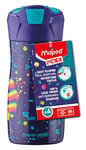 Maped Picnik - Gourde Enfant avec Système de Pipette - Étanche - Ouverture Facile avec Bouton - Corps en Acier Inoxydable - Pixel Party - 430 ml