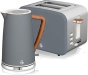 Swan Nordic Twin Pack in Slate Grey - 1.7L 3Kw Cordless Kettle & 2 Slice Toaster