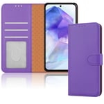 iCatchy for Samsung Galaxy A55 Case Leather Wallet Book Flip Stand View Magnetic Protect RFID Blocking Shockproof Cover compatible with Samsung A55 5G Phone (Lilac)