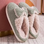 Pantoufles Chaudes Mignonnes Femmes Hommes Pantoufle intérieure Douce en Peluche Amoureux Chaussures sans Lacet Femme Maison Pantoufle-Vert_9.5