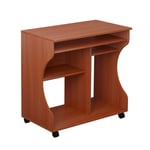 Computer Desk PC Laptop Writing Table Storage Shelf Workstation Wood Cart Wheels